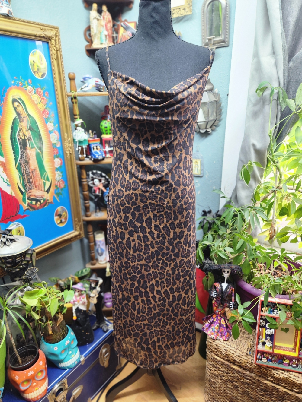 Rachel Zoe Leopard-Print Cowl-Neck Midi Dress - Brown/Black